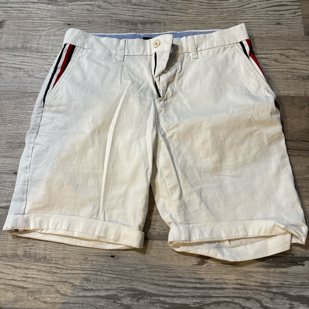 Tommy Hilfiger White and Red Flat Front Shorts